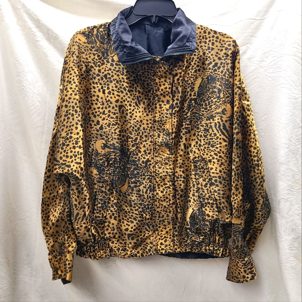 Vintage Seoul Korea 1988 Olympic Jacket - Reversible Cheetah Print & Black